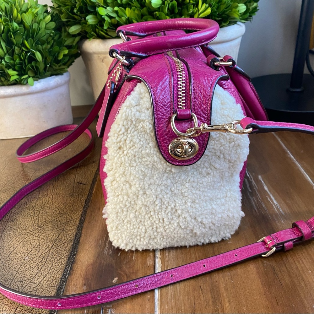 Coach Shearling Bennet Fushia Crossbody Handbag - Picture 7 of 16